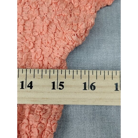 Worthington Essentials Women's Peach Textured Floral Short Sleeve Blouse Top Med - Picture 4 of 6